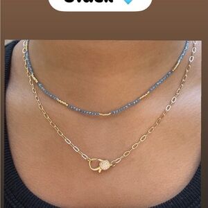 Gold and Blue Layered Necklace Set